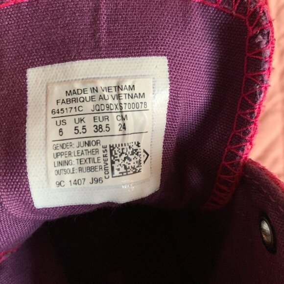 Rare - CONVERSE - High-top Leather Hot Pink Leopard prints - US 6 - EU 38,5 - Picture 11 of 11